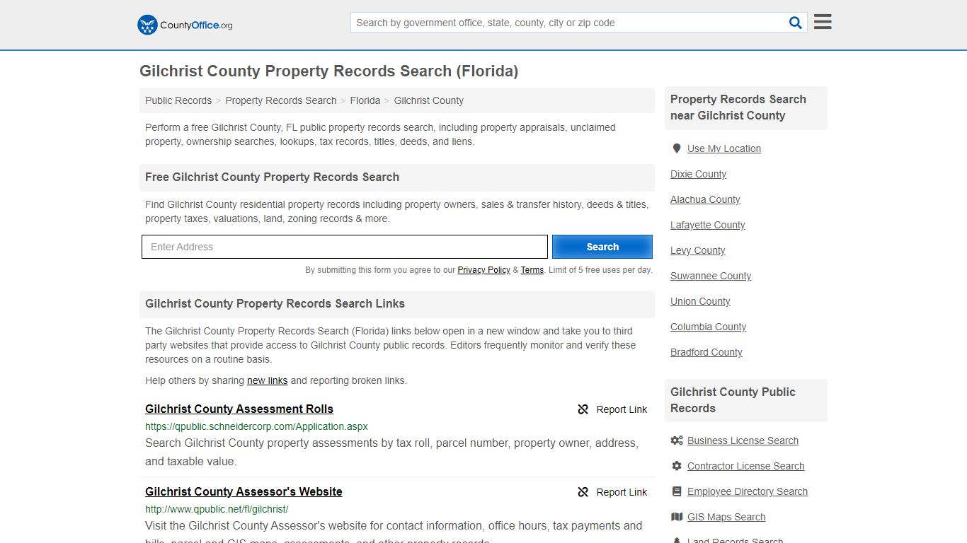 Property Records Search - Gilchrist County, FL ...